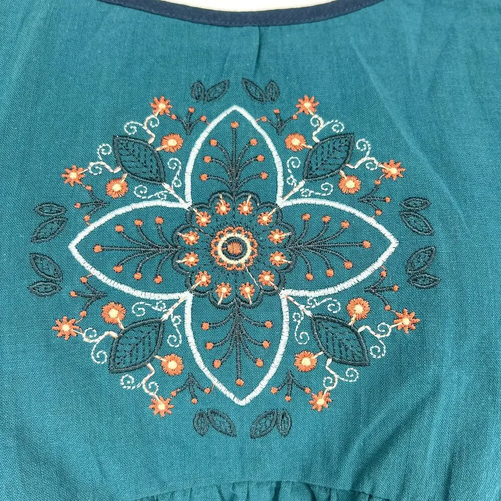 LuLaRoe Teal Boho22 Paisley Embroidered NWT Top Size 3XL